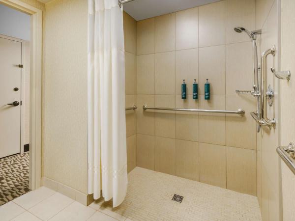 Hilton Phoenix Airport : photo 3 de la chambre chambre lit king-size avec douche accessible en fauteuil roulant - adaptée aux personnes à mobilité réduite