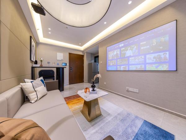 Excellence International Apartment - Convention & Exhibition Center : photo 1 de la chambre light luxury audio-visual one-bedroom and one-bathroom [72-inch projection + tencent membership + large refrigerator + washing machine