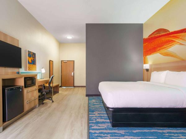 La Quinta Inn & Suites by Wyndham San Antonio Seaworld LAFB : photo 4 de la chambre chambre lit king-size avec douche accessible en fauteuil roulant - adaptée aux personnes malentendantes/à mobilité réduite - non-fumeurs