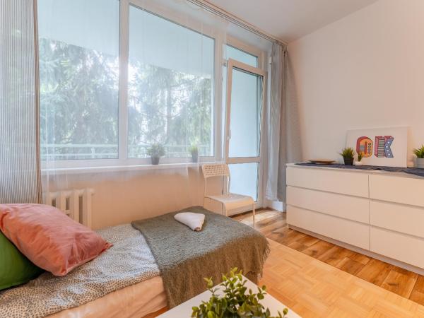 Hostello Airport Budziszyńska - przytulne pokoje blisko lotniska : photo 1 de la chambre chambre double avec terrasse