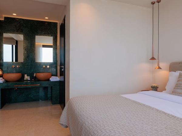 Asty Mykonos Hotel & Spa - World of One Hotel Group : photo 8 de la chambre chambre double deluxe avec bain à remous extérieur et vue sur mer