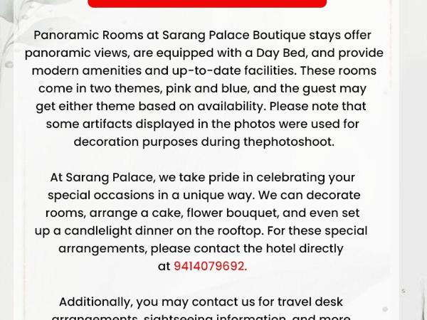 Hotel Sarang Palace - Boutique Stays : photo 10 de la chambre panoramic view room with day bed
