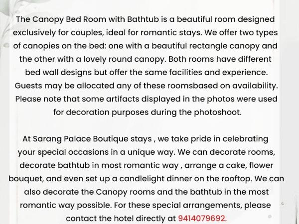 Hotel Sarang Palace - Boutique Stays : photo 6 de la chambre luxurious bathtub room with canopy