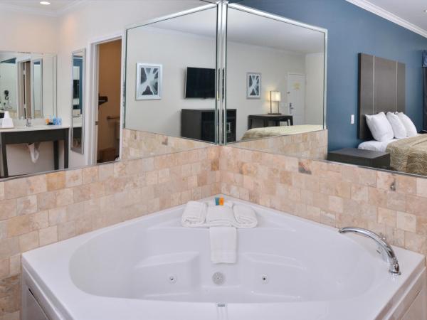 Regency Inn & Suites- NW Houston : photo 2 de la chambre suite lit king-size avec baignoire spa