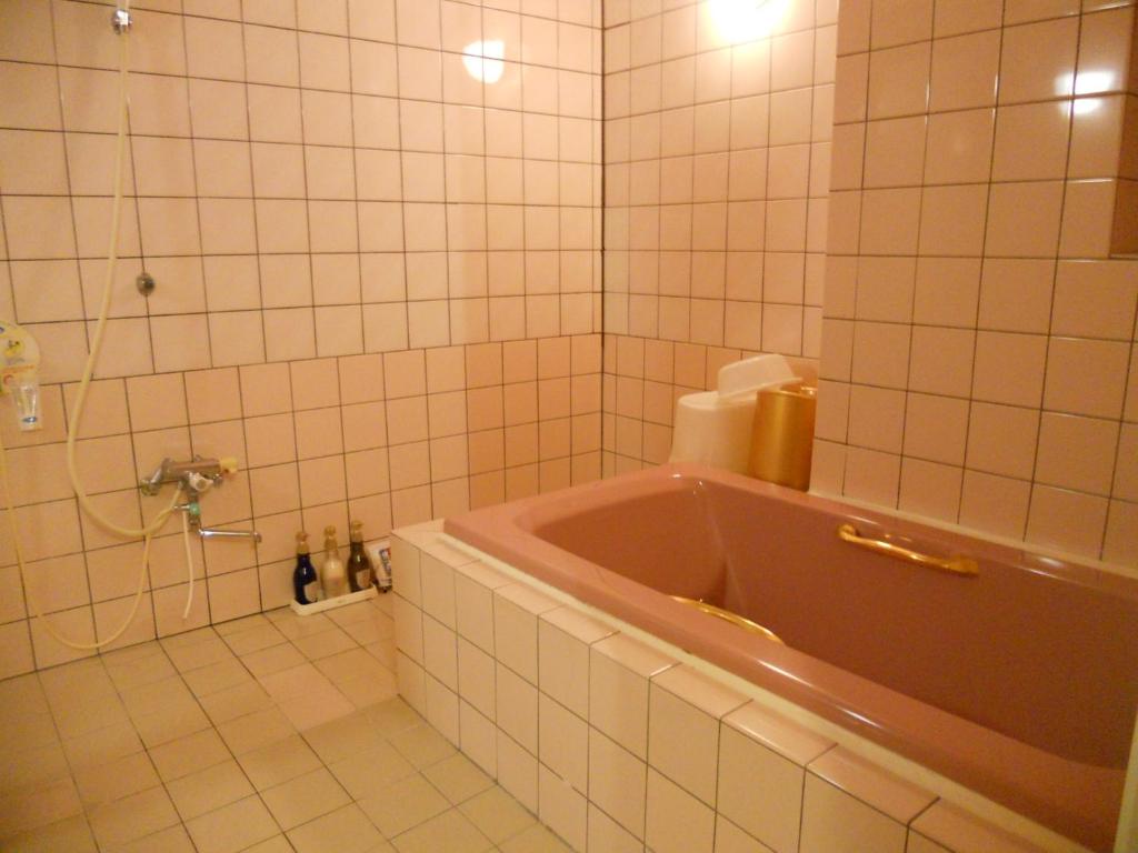 une salle de bain avec baignoire et douche dans l'établissement Hotel Mare (Adult Only), à Akashi