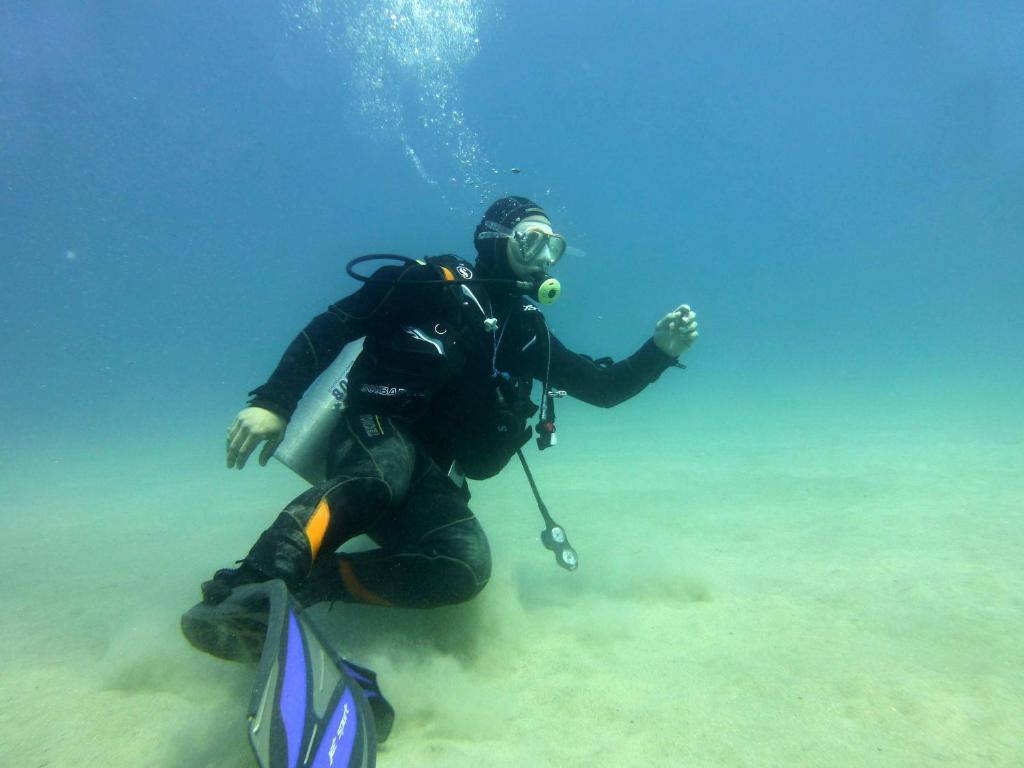une personne en combinaison mouillable plonge dans l'eau dans l'établissement Hotel Baia Di Trainiti, à Vibo Valentia