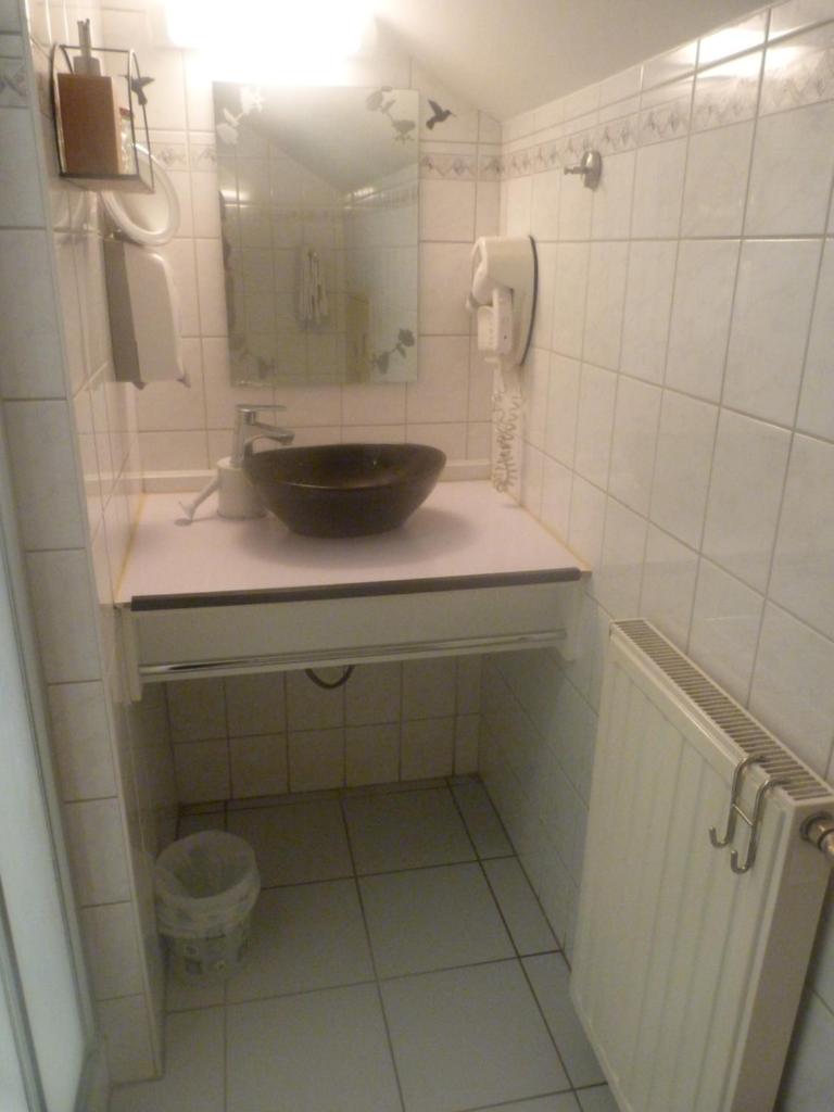 une salle de bain avec un lavabo et un miroir dans l'établissement Domaine Des Hauts Viaux, à La Bresse