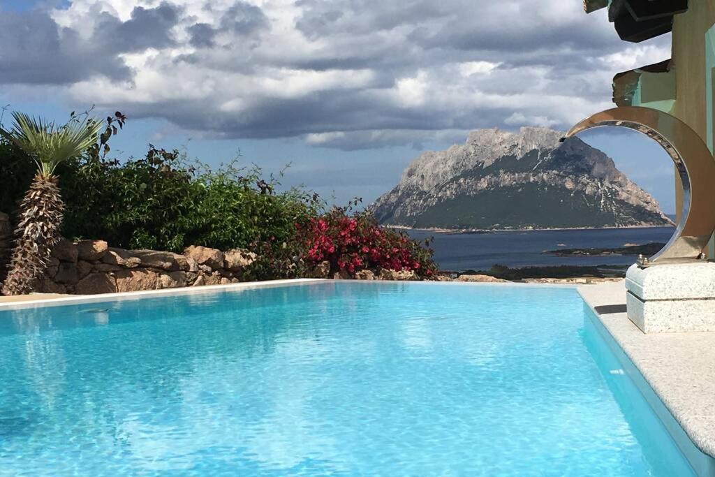 une piscine avec vue sur une montagne dans l'établissement VILLAROSA Views, à Porto San Paolo