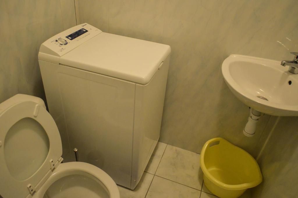 une salle de bain avec toilettes et lavabo dans l'établissement Gîte Les Glycines, à Gérardmer 22 autres photos