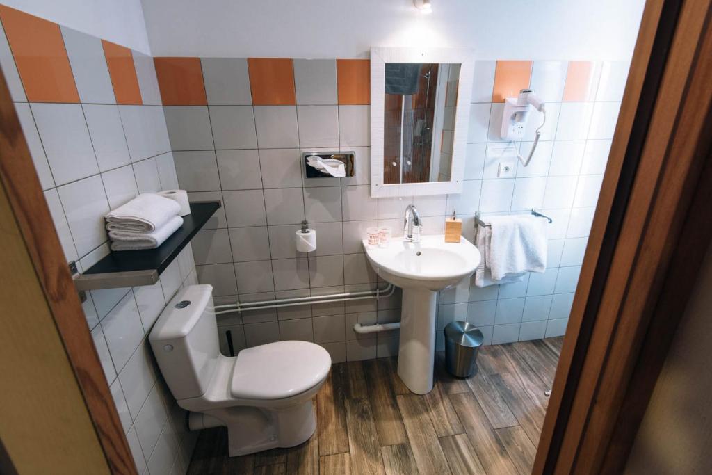 une salle de bain avec toilettes et lavabo dans l'établissement Chalet de Lanza, à Abriès 37 autres photos