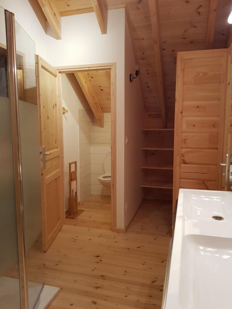 une salle de bain avec un lavabo et des toilettes dans l'établissement Refuges des Hauts, à Bussang
