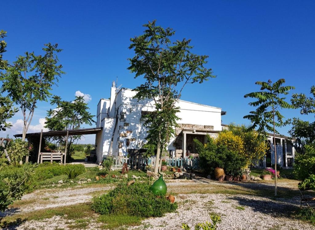 un bâtiment avec un arbre devant lui dans l'établissement Salento LapezzaAculuri, à Guagnano