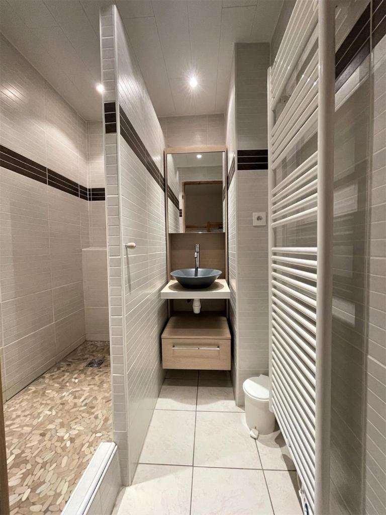 une salle de bain avec un lavabo et des toilettes dans l'établissement Superbe Studio avec vue exceptionnelle, à L'Alpe-d'Huez