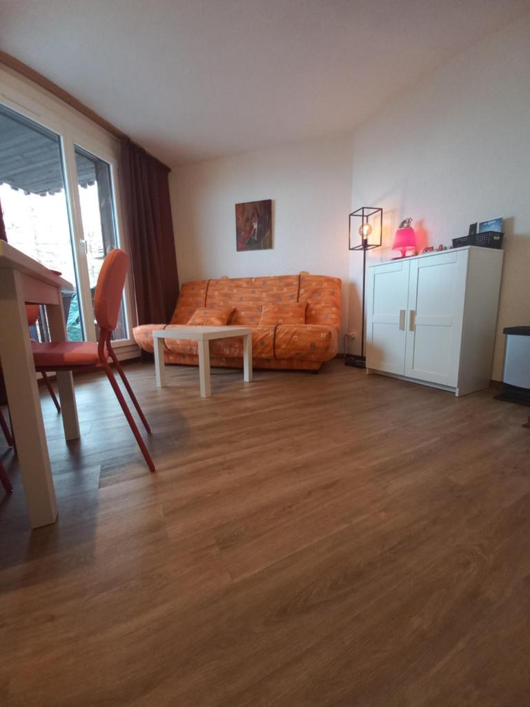 un salon avec un canapé et une table dans l'établissement Les écureuils du Méale, aux Orres 19 autres photos