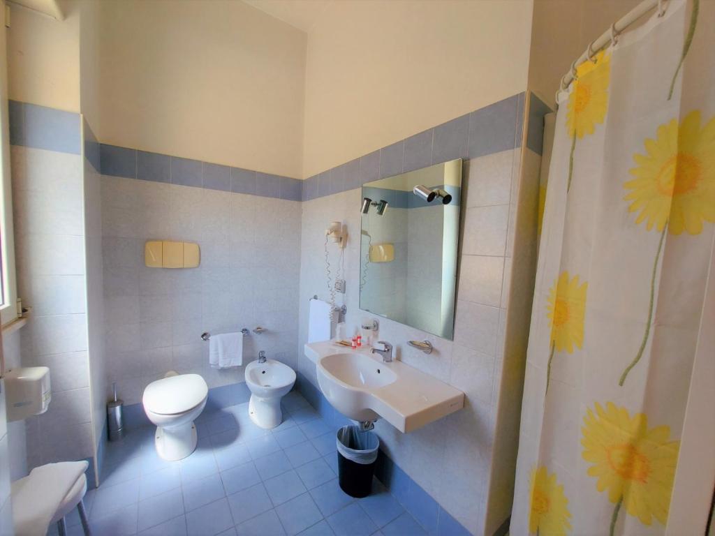 une salle de bain avec un lavabo et des toilettes dans l'établissement Sait Hotel & BB, à Terme Vigliatore