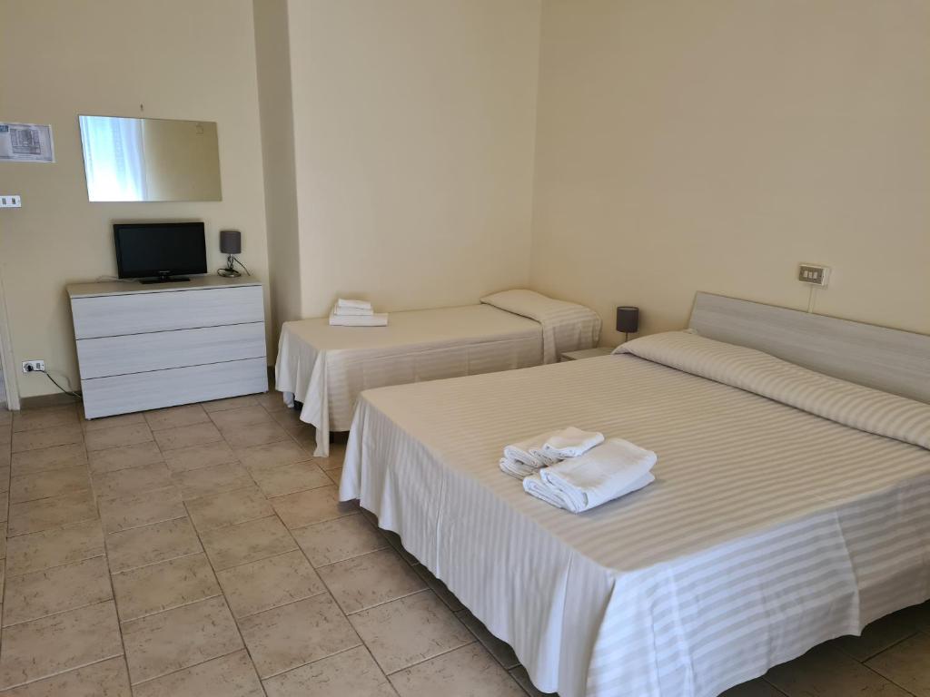 une chambre d'hôtel avec deux lits et une télévision dans l'établissement NEW PARK HOTEL, à Lido di Camaiore