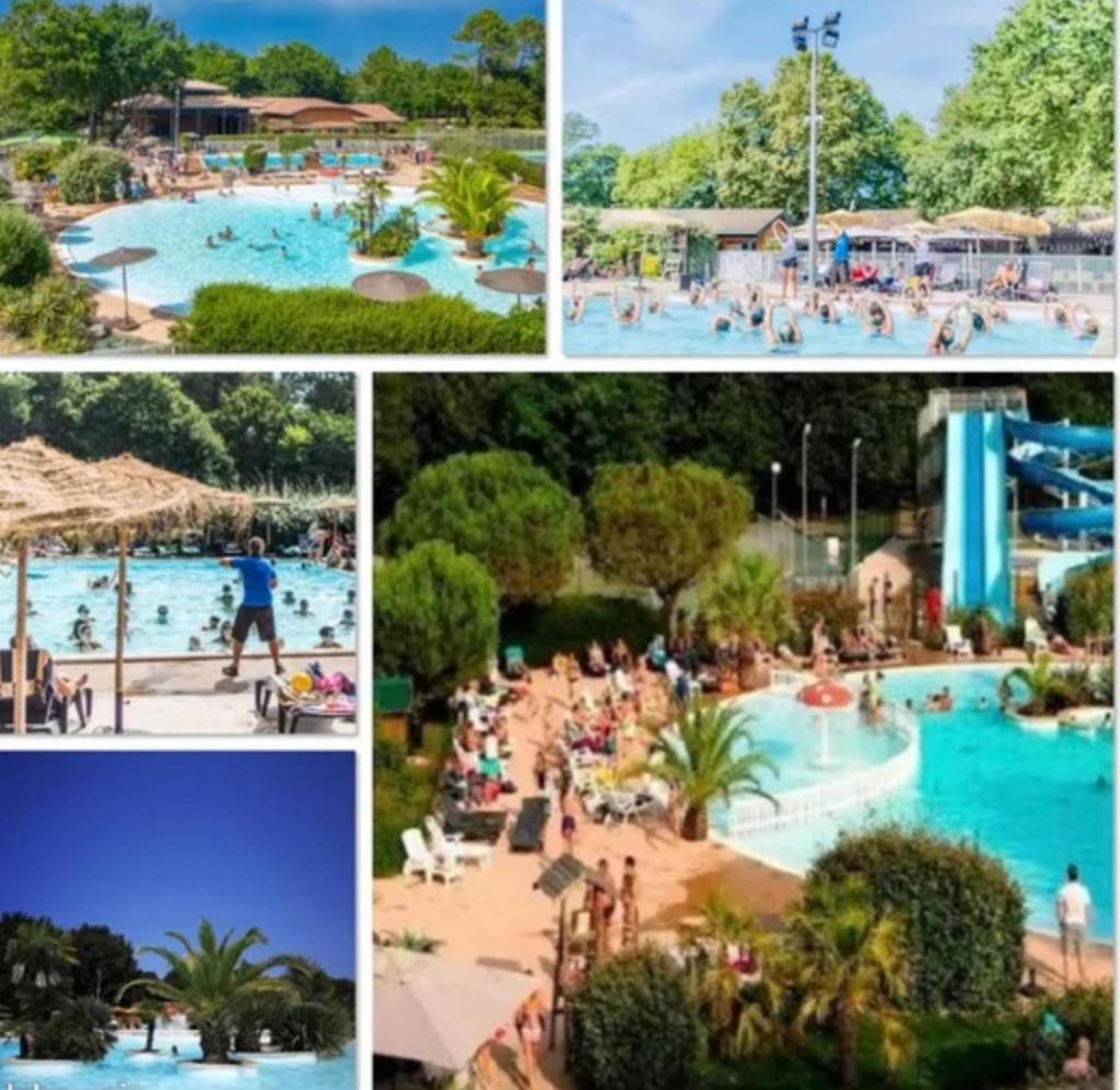 un collage de photos d'un parc aquatique dans l'établissement Cottage cosy Bassin d'Arcachon, à La Teste-de-Buch