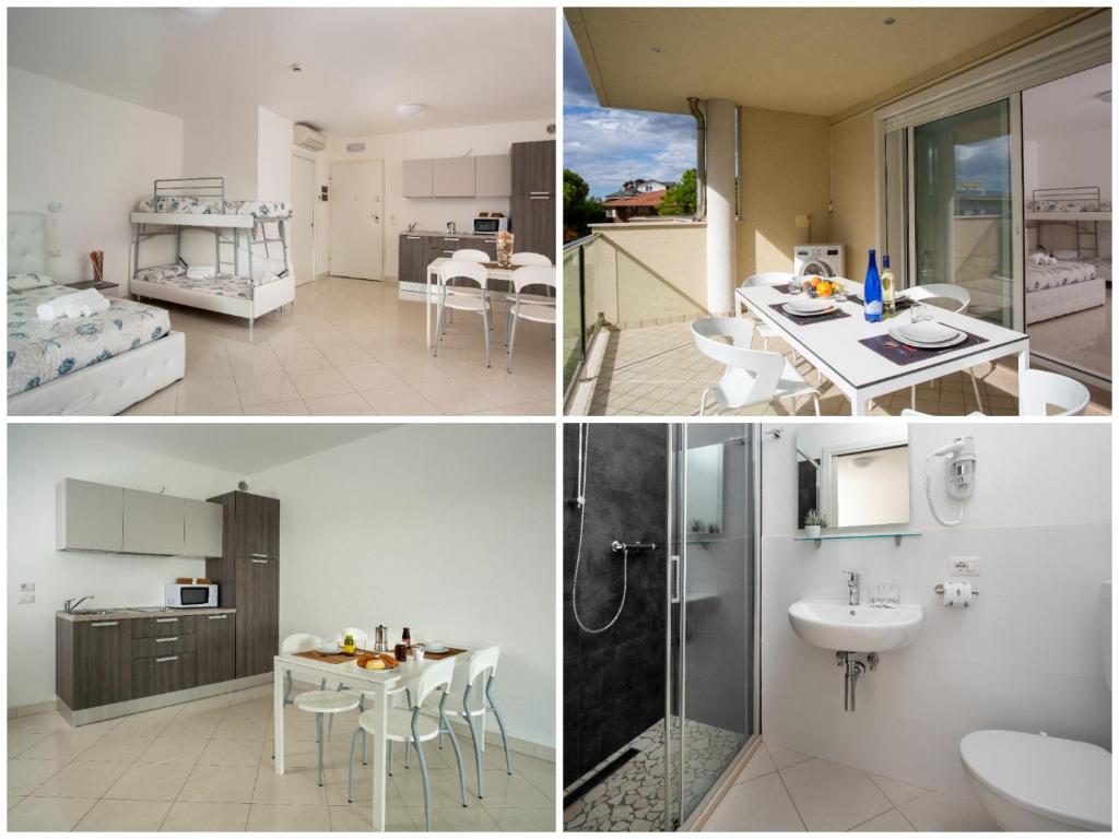 un collage de photos d'une cuisine et d'une salle de bains dans l'établissement Residence I Diamanti - Siroli Collection, à Cervia 74 autres photos