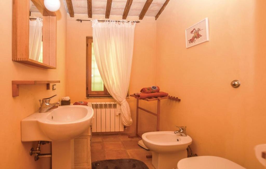 une salle de bain avec un lavabo et des toilettes dans l'établissement CountrY Side Chic Roma, à Rocca di Papa