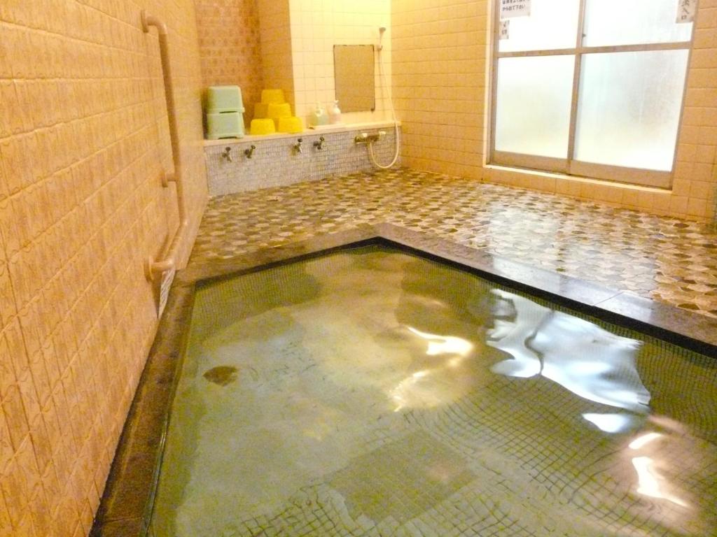 - une salle de bains avec une piscine d'eau à l'étage dans l'établissement Shinwaka Lodge, à Wakayama