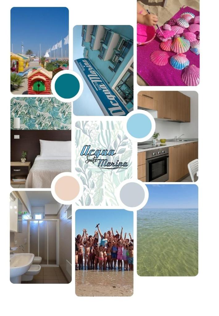 Un collage de photos de gens qui font des choses différentes dans l'établissement Residence Acqua Suite Marina, à Rimini
