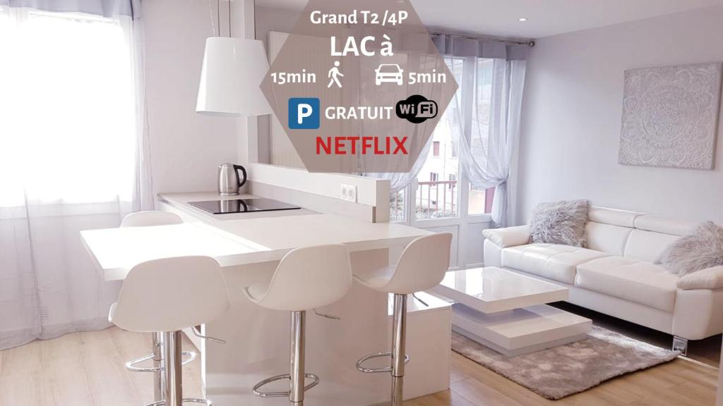 Le White Cosy à 5 minutes du Lac avec parking privatif gratuit
