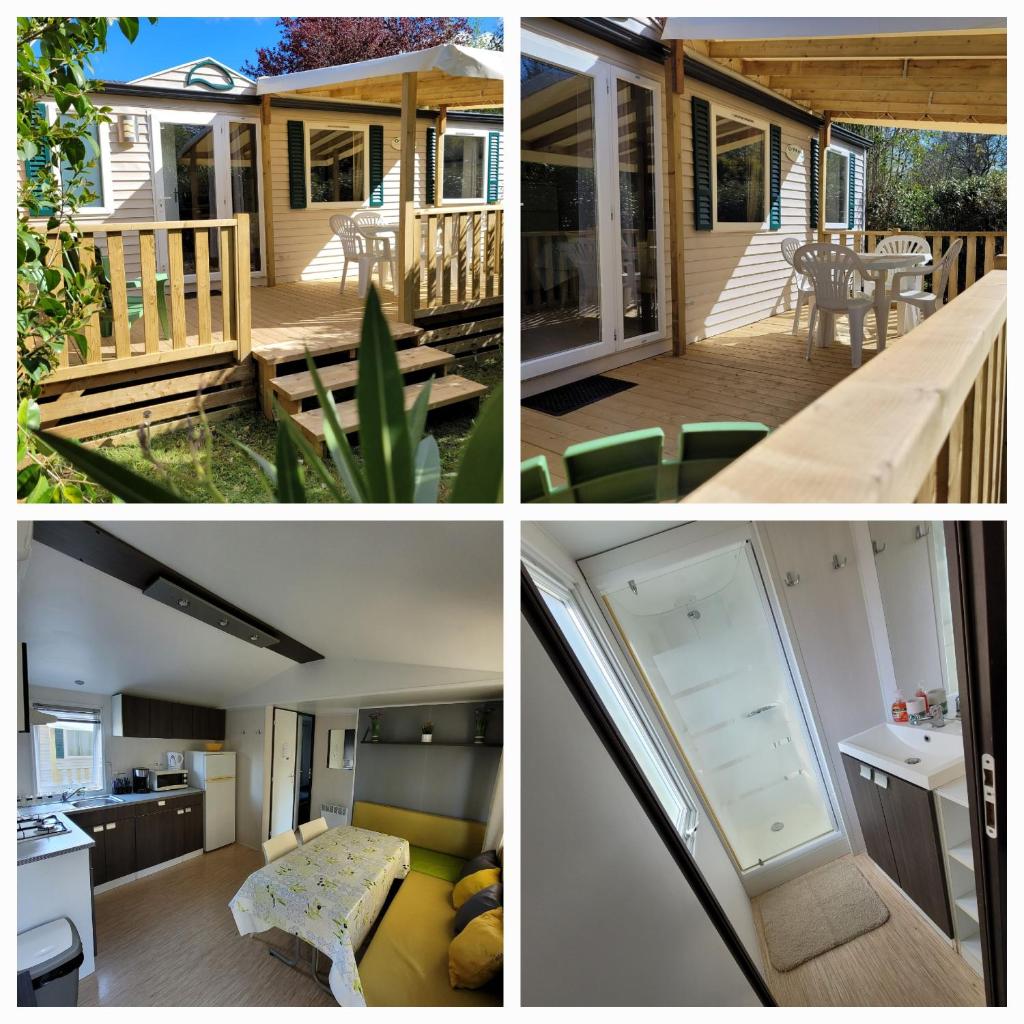 un collage de trois photos d'une maison dans l'établissement Chez Coralie, à La Roque-dʼAnthéron
