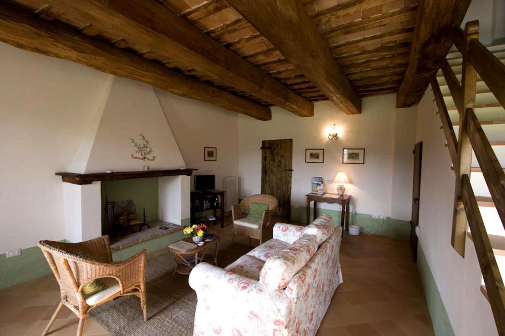 un salon avec un canapé et une cheminée dans l'établissement Villa Il Cigno, à Brisighella