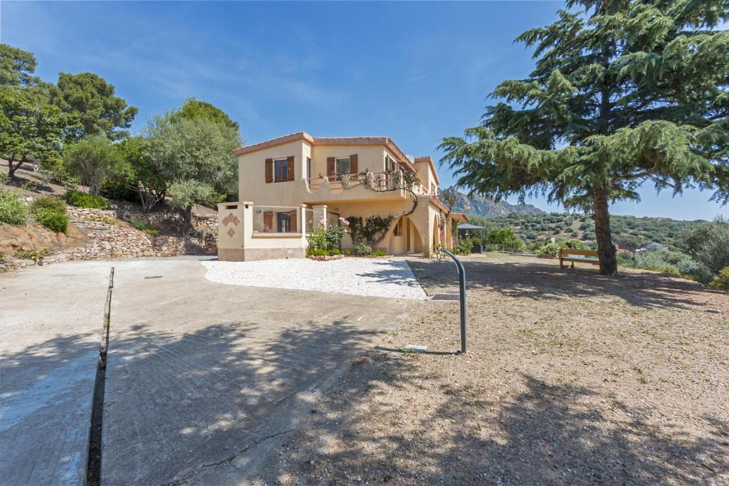 une maison sur une colline avec un arbre dans l'établissement Villa Perla Marina, à Tertenìa