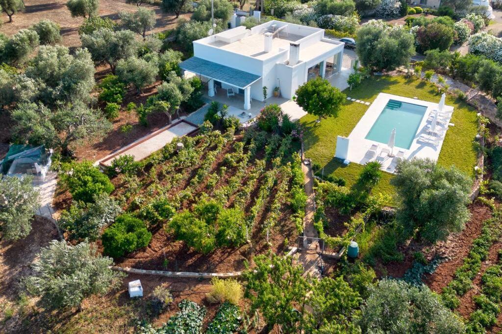 une vue aérienne d'une maison avec piscine dans l'établissement LaCorte di Ninetta., à Ostuni