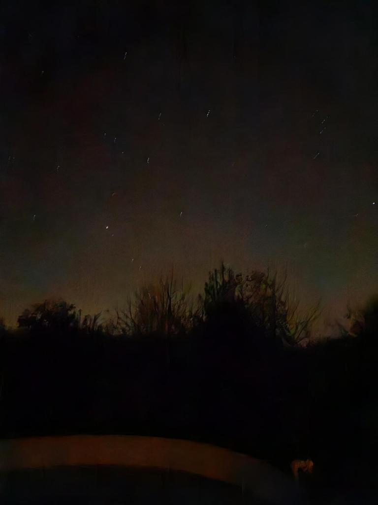 un tableau d'un ciel nocturne avec des étoiles dans l'établissement Nuit insolite dans une bulle avec jacuzzi privatif, à Notre-Dame-dʼElle