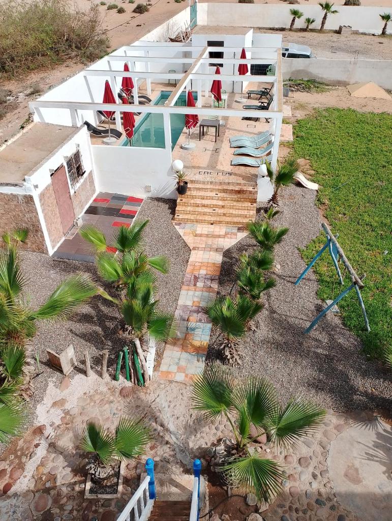 une vue aérienne sur une maison avec un escalier dans l'établissement Riad & Restaurant Ocean Beach Douira, à Agadir