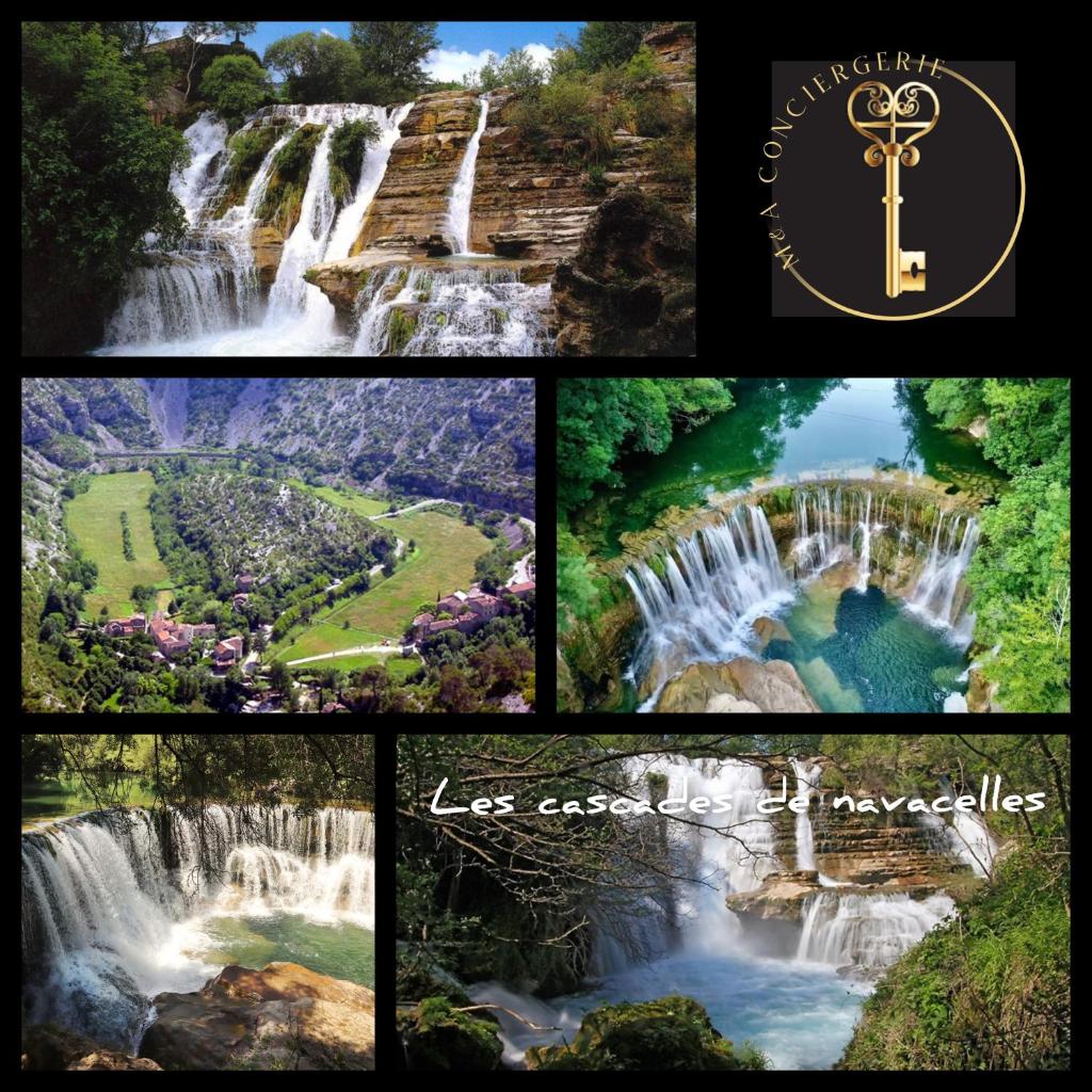 un collage de photos de différentes cascades dans l'établissement Camping SIBLU les sables du midi à Valras, à Valras-Plage 1 autre photo