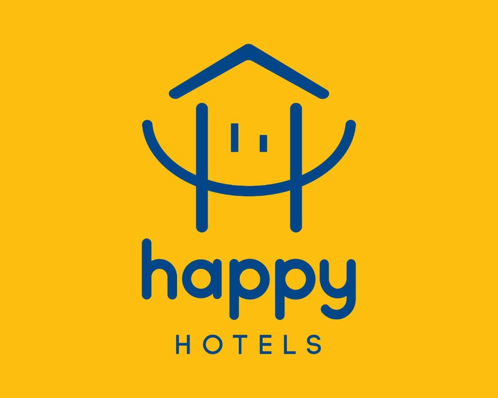 un logo pour un hôtel avec les mots « hôtels heureux » dans l'établissement Happy Hotel Atelier Gardone Riviera Centro & Spa, à Gardone Riviera