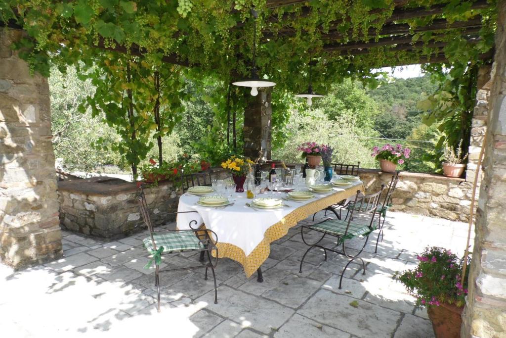 une table et des chaises assises sous une pergola dans l'établissement Villa Dani by Mmega, à Lucques 25 autres photos