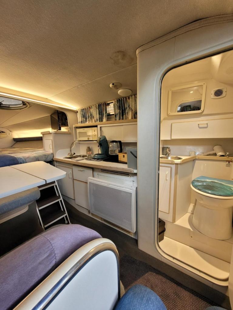 Il offre une vue sur l'intérieur d'un parc et comprend une cuisine. dans l'établissement Bateau sur terre près du bassin, à Capvern