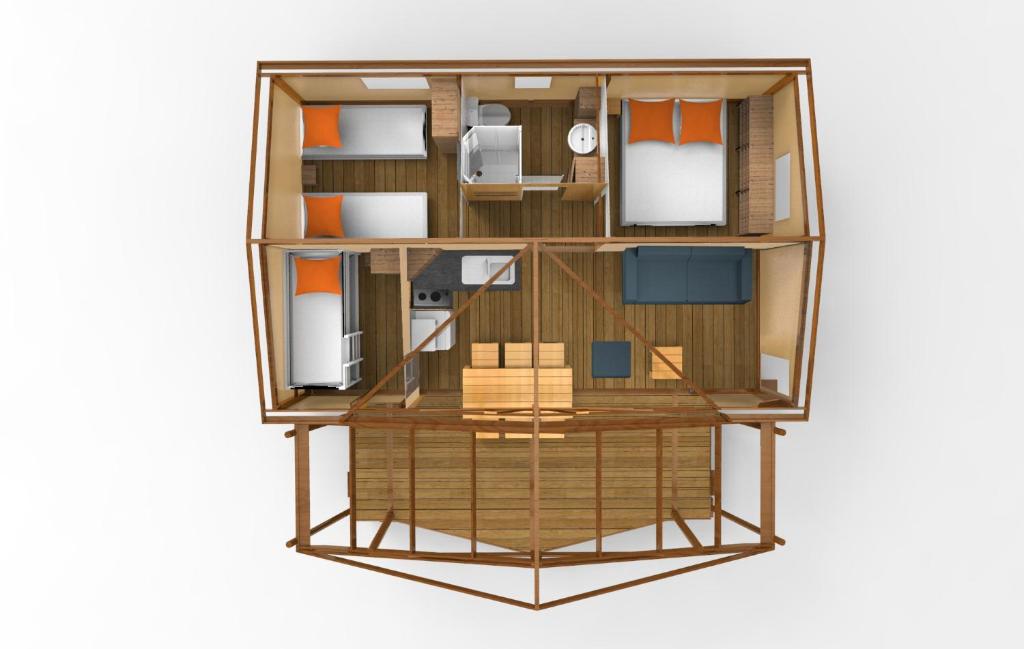 une vue aérienne d'un plan d'étage dans l'établissement eco lodge 4 etoiles cotton prenium, à Vendays-Montalivet