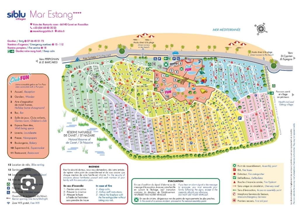 - une carte du complexe Club nororie dans l'établissement Mar estang, Siblu, à Canet