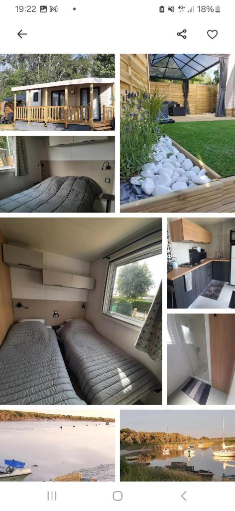 un collage de photos d'une chambre et d'une maison dans l'établissement Logement calme, à Berck-sur-Mer