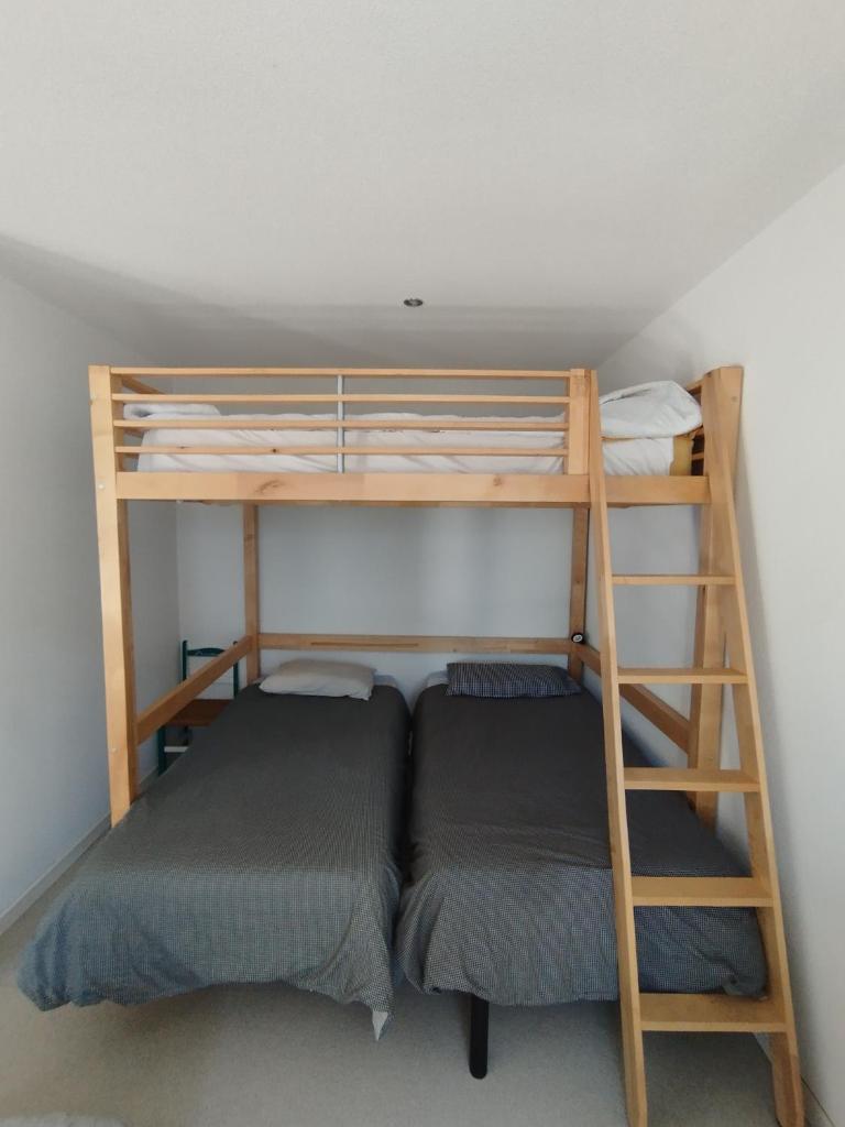 - 2 lits superposés dans un dortoir avec une échelle dans l'établissement Apartamento AUÑAMENDI Pyrénées, à La Pierre Saint Martin 15 autres photos
