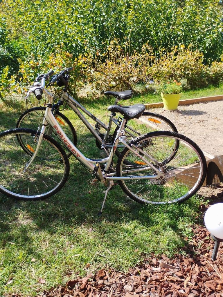 un vélo garé sur l'herbe dans la cour dans l'établissement Roulotte au numero 886, à Salernes 2 autres photos