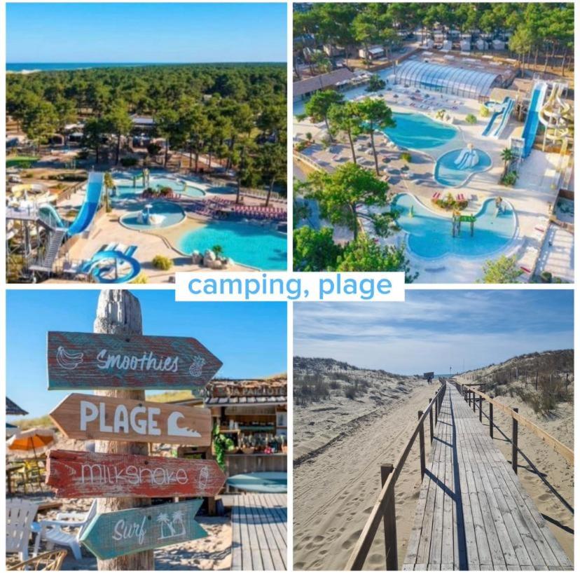 un collage de photos d'un parc aquatique dans l'établissement Mobil home 3 chambres ACM, à Vendays-Montalivet