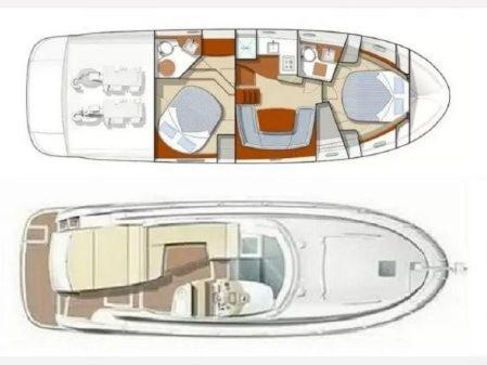 un dessin d'un bateau avec plan de sol dans l'établissement BOAT PARADISE LA ROCHELLE - Prestige 42S, à La Rochelle
