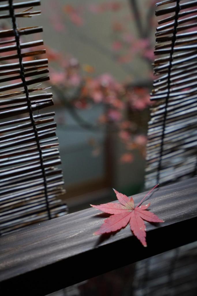 une feuille d'érable rouge assise sur une table avec des livres dans l'établissement Ryokan Tori, à Kyoto 51 autres photos