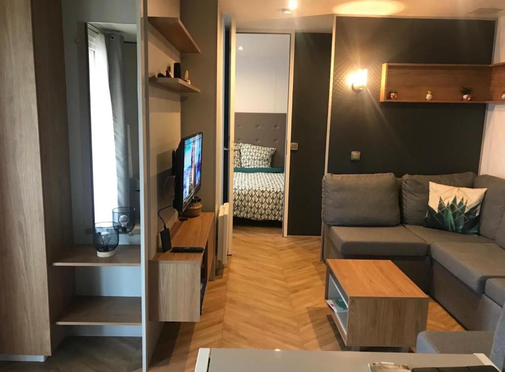 Télévision ou salle de divertissement dans l'établissement Camping Del Mar B06, Mobile Home Excellence, 3 chambres, 6 places, bord de mer