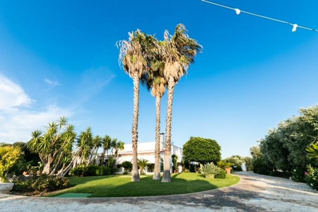 deux palmiers devant une maison dans l'établissement Villa Forester - Puglia Mia Apartments, à Monopoli