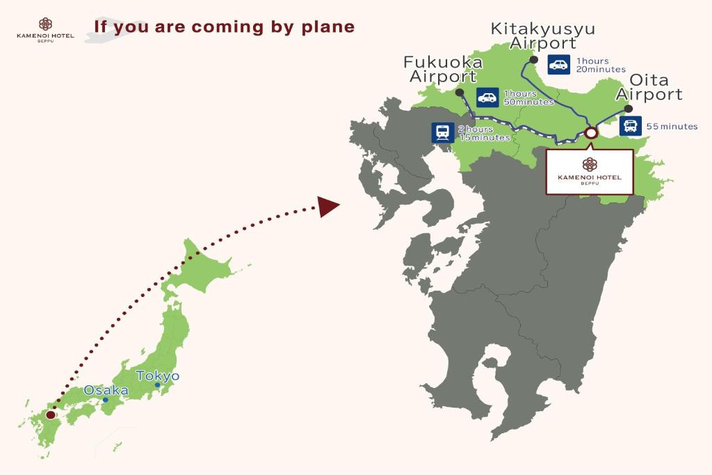 une carte de l'australie indiquant la voie d'une éruption projetée; dans l'établissement KAMENOI HOTEL Beppu, à Beppu 73 autres photos