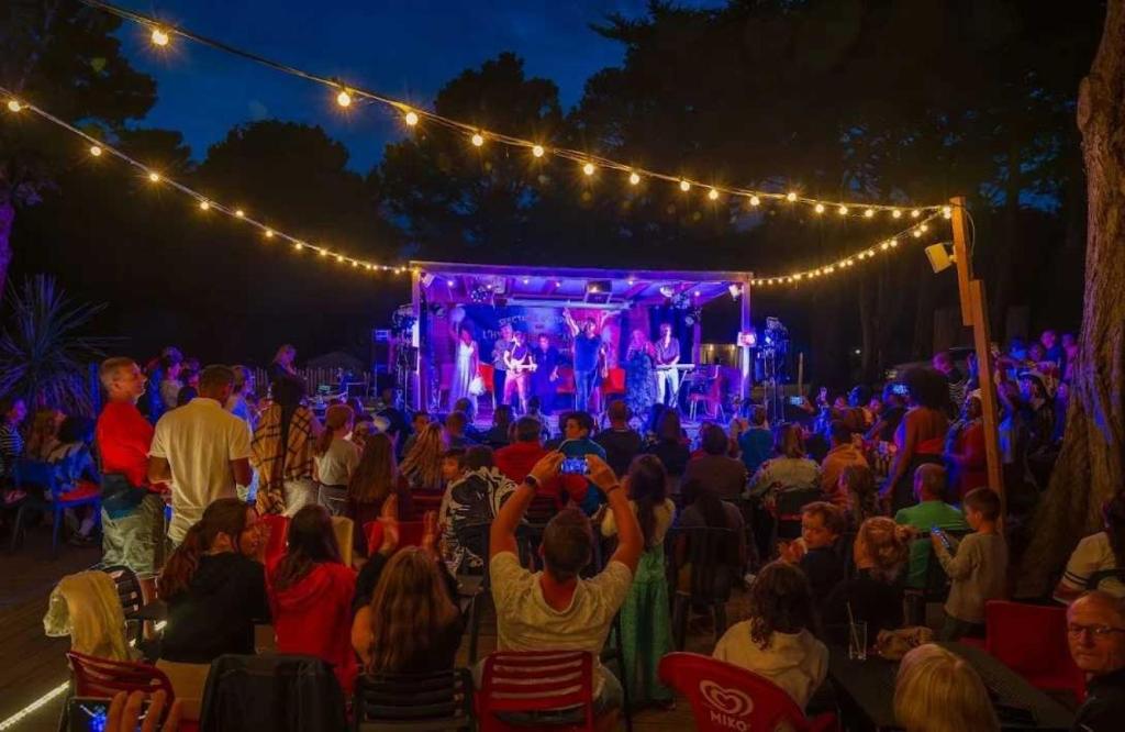 Une foule de gens qui regardent un concert la nuit dans l'établissement Camping - Parc aquatique - ccafhb0, à La Baule 37 autres photos
