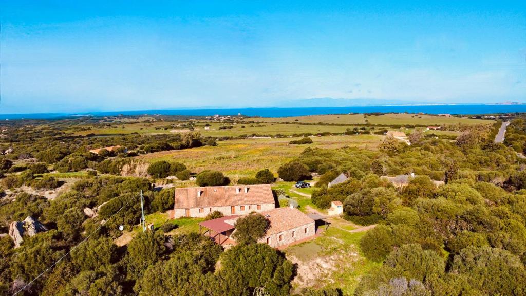 Vue aérienne d'une maison sur une colline arborée dans l'établissement Lu Stazzu di Tarraolta, à Vignola Mare