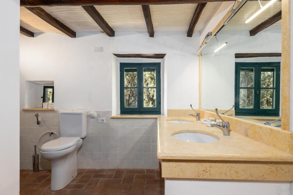 une salle de bain avec toilettes et lavabo dans l'établissement Villa Rosano, à Greve in Chianti